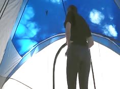 Hidden cam teen in tent