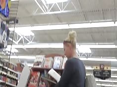 Candid Blonde Feet Shopping in Flip Flops Painted Toes