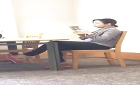 Candid College Library Feet Shoeplay Dangling Teen
