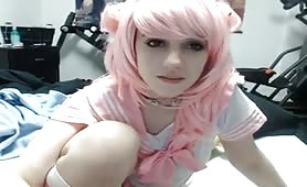 Cosplayer Super Cute Webcam Teen Girl with Pink Hair