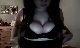 Emo Teen Flashes Her Huge Areolas