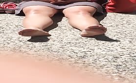 Chubby redhead milfs toes and face