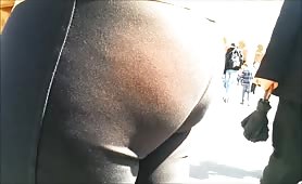 Very big ass milf in black leggings