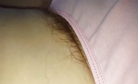 wifes long pubic hair sticking from her pantys,tired,hidden