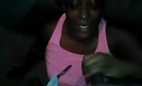 Ebony Floozy Wanks Huge Black Dick for Messy Facial