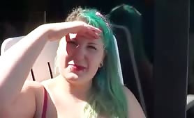 BBW Head 337 Green Haired Emo on Her Knees