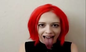 Girl with a huge tongue