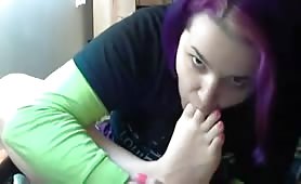 Hot Teen Goth Girl Worships Her Feet and Socks