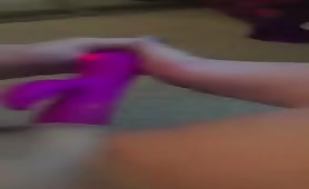 Talented Blonde Uses Vibrator with Her Feet