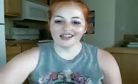 Plump Redhead Show of Her Perky titties